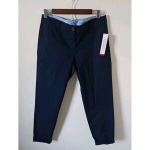 Talbots Weekend Chino Pants Womens 6P Petite Navy Blue Stretch Mid Rise NWT